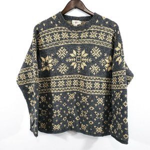 J Crew Men's Vintage Wool Snowflake Sweater Size XS Gray Thick Crew Winter